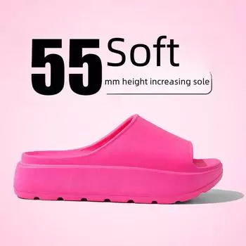 Женские тапочки на толстой нескользящей подошве: Летняя мода, износостойкая, увеличивающая рост модель для использования в помещении и на улице. 38-39 белый