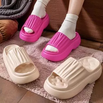 Женские тапочки на толстой платформе с танкеткой, летние сандалии для дома и улицы 2025 года, женские шлепанцы, легкие нескользящие пляжные туфли 36-37 белый