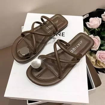 Женские тапочки на толстой подошве, однотонные Нескользящие модные новые летние повседневные удобные женские тапочки на мягкой подошве с приподнятой подошвой 35