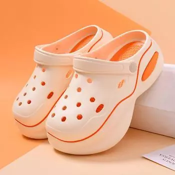 Женские тапочки на толстой подошве с закрытым носком, женские нескользящие сандалии, женская обувь для медсестер 35/36 бежевый/оранжевый