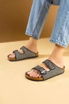 Женские тапочки на удобной подошве с регулируемой двойной пряжкой Shiny Stone 51-606-24