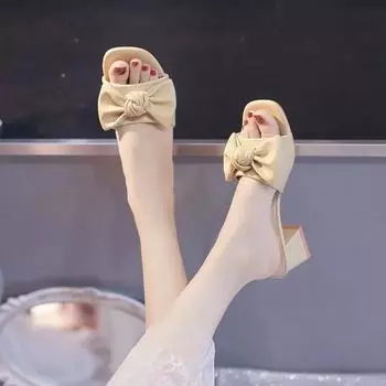 Женские тапочки, нескользящие, симпатичные, с бантом, туфли для женщин, кавайные сандалии, дешевые, оптом, оптом, хлопушки, распродажа, сандалии H 34