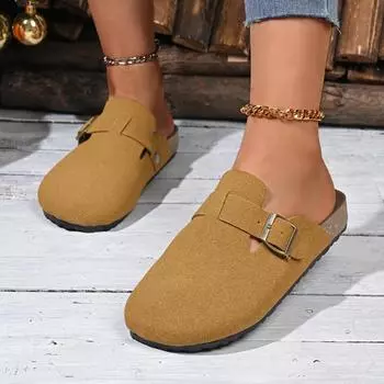 Женские тапочки Новые классические сандалии для улицы из пробки Нескользящие мюли Тапочки женские с поддержкой свода стопы Сандалии Модные женские шлепанцы 35 бежевый