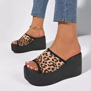 Женские тапочки, новые летние элегантные босоножки на танкетке, модные пляжные туфли на высоком каблуке, повседневные шлепанцы для женщин, Zapatos De Mujer 36