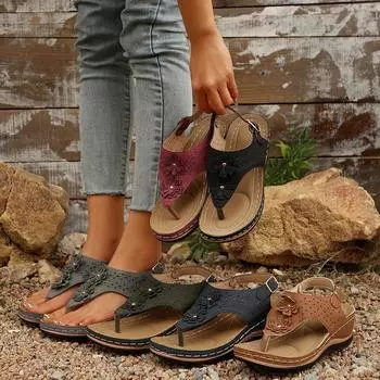 Женские тапочки, новые летние модные ретро-тапочки, шлепанцы, римские сандалии на нескользящей подошве, пляжные повседневные шлепанцы для женщин 36