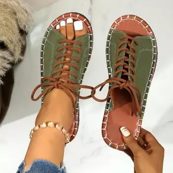 Женские тапочки Повседневные пляжные праздничные тапочки Летняя мода Уличная обувь на плоской подошве Сандалии с открытым носком Шлепанцы Женские Zapatos De Mujer 36 армия зеленый