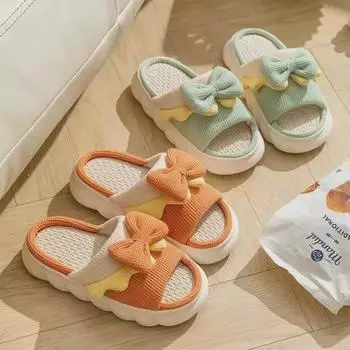 Женские тапочки Princess Linen Slippers — удобные нескользящие домашние сандалии на все времена года 36-37 fits 35-36