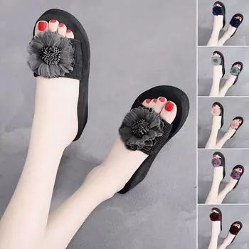 Женские тапочки с цветами, пляжные женские тапочки, шлепанцы, пляжная обувь, сандалии, тапочки 41 фиолетовый