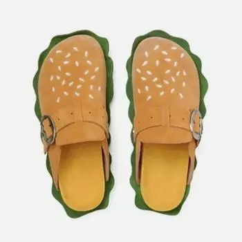 Женские тапочки с креативными деревянными сабо и замшевым дизайном на лето 2024 года с современным каблуком. Женские тапочки 35 оранжевый