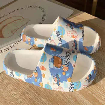 Женские тапочки с милым рисунком животных в дизайне, обувь на платформе из ЭВА на мягкой толстой подошве, летние уличные женские пляжные шлепанцы 40-41 белый