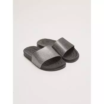 Женские тапочки с одной полосой, черные