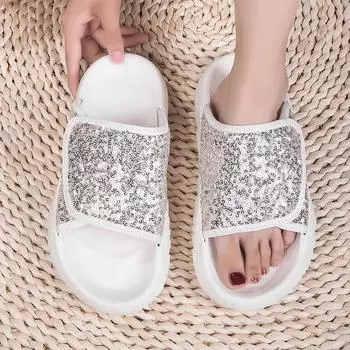 Женские тапочки с пайетками 36-37 чёрный