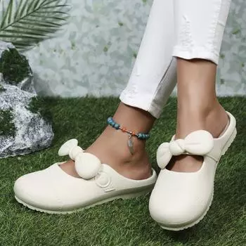 Женские тапочки с узлом-бабочкой, летние сабо, женские пикантные шлепанцы с низким носком, садовая обувь на мягкой подошве, домашние сабо, женские сандалии 39-40 серый