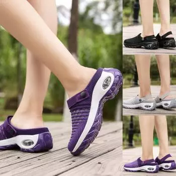 Женские тапочки-сабо, дышащая противоскользящая сетка, домашняя обувь без шнуровки на воздушной подушке 39 серый