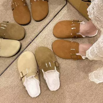 Женские тапочки-сабо, классические тапочки из пробки, нескользящие туфли из пробки для улицы, женские с поддержкой свода стопы, плюшевые домашние тапочки для женщин 35