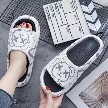 Женские тапочки, сандалии на толстой платформе, мужские летние домашние тапочки, домашние бесшумные шлепанцы с мягкой подошвой, нескользящие тапочки для пар 36-37 оранжевый