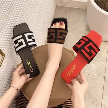 Женские тапочки, сандалии, противоскользящие тапочки на плоской подошве, женские дизайнерские сандалии, пляжная обувь, большие размеры 35-42 40 красный