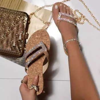 Женские тапочки, сандалии, шлепанцы, женская мода, кристально-богемные пляжные повседневные дышащие удобные туфли больших размеров D9# 35