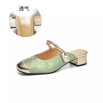 Женские тапочки-шлепанцы из овчины, летние новинки 2025 года, повседневные универсальные кожаные сандалии для улицы, национальная трендовая женская обувь 35