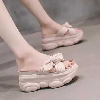 Женские тапочки, шлепанцы, сандалии с бантом, модная обувь для женщин, оригинальная, легкая, новая, дешевая, новинка, стиль обуви 34