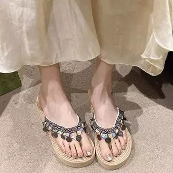 Женские тапочки, шлепанцы, сандалии, туфли на танкетке для женщин, рекламные слайды, элегантные и модные, оптом оптом 35