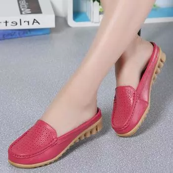 Женские тапочки-слайдеры, мягкие мюли, лоферы, повседневные элегантные летние сабо, кожаные цветные мокасины, большой размер 35
