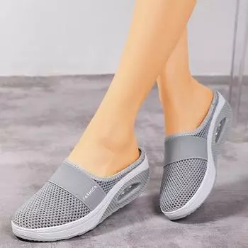 Женские тапочки Slip-on, толстая подошва, воздушная подушка, полая сетка, дышащие тапочки для женщин 35 розовый