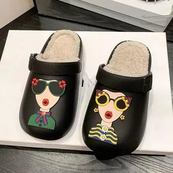 Женские тапочки, теплые однотонные современные тапочки для женщин, домашняя хлопковая обувь, женские повседневные плюшевые зимние женские шлепанцы 36-37 чёрный