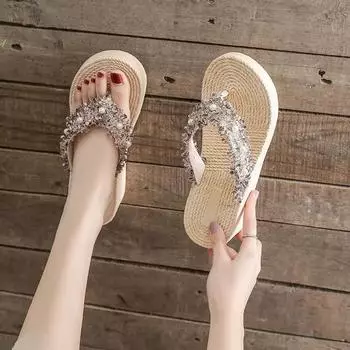 Женские тапочки Удобная обувь для женщин Шлепанцы Шлепанцы Босоножки на танкетке Стильные элегантные и модные Повседневные Нормальные 36-37