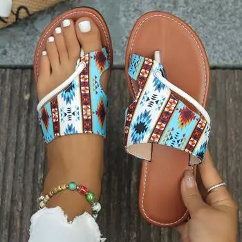 Женские тапочки в стиле ретро, бохо, плоские туфли, летние, новые модные тапочки, женские мягкие пляжные шлепанцы, шлепанцы, женские, Zapatos De Mujer 36 королевский синий