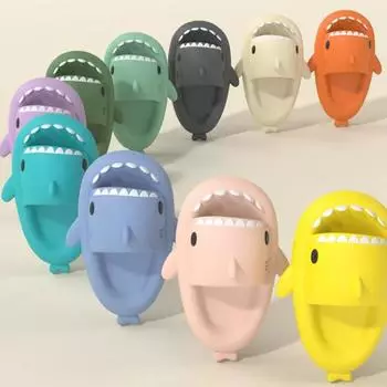 Женские тапочки в виде акулы, летние домашние противоскользящие однотонные однотонные тапочки из ЭВА для пары, уличная крутая домашняя домашняя забавная обувь 36-37 синий