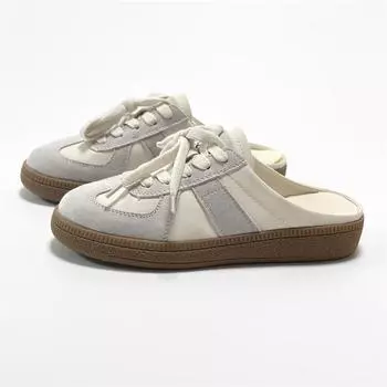 Женские тапочки весна лето мода женские полутапочки Баотоу одежда молодежные девушки новый стиль маффин шнуровка повседневные парусиновые шлепанцы 35 бежевый