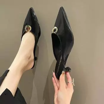 Женские тапочки, высокие туфли для женщин, нескользящие шлепанцы, сандалии с острым носком, натуральная кожа, уникальные, оптовая продажа, повседневные, распродажа 39 35