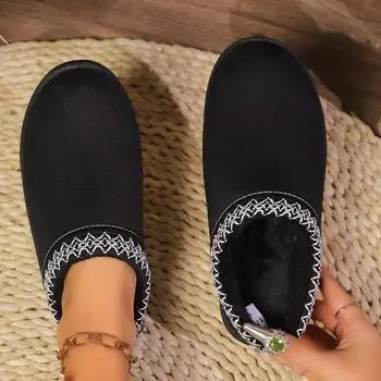 Женские тапочки зимние новые теплые толстые подошвы теплые ботинки без каблука покрытые волосами полутапочки роскошные хлопковые туфли слайдеры женские 36 бежевый