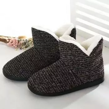 Женские тапочки, зимние теплые домашние мягкие тапочки, нескользящая домашняя обувь, мужская домашняя обувь для пола в спальне, для влюбленных пар, пушистая плюшевая домашняя обувь 36-37 чёрный