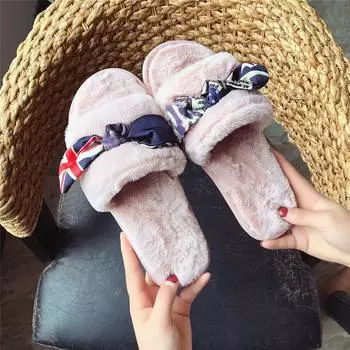 Женские тапочки зимняя обувь плоские милые домашние тапочки женская домашняя обувь меховая теплая мягкая без застежек черные розовые серые женские тапочки 5 бежевый