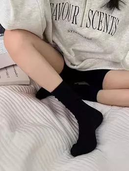 Женские темно-серые носки простые базовые вертикальные полоски хлопковые носки средней длины сложенные тонкие One Size