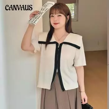 Женские темно-синие топы с воротником больших размеров, женский кардиган, весенняя свободная вязаная футболка с коротким рукавом