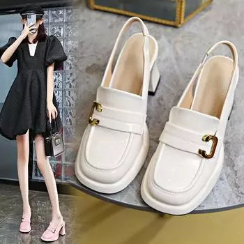 Женские темпераментные сандалии на высоком каблуке и толстой подошве, модная обувь 34 бежевый