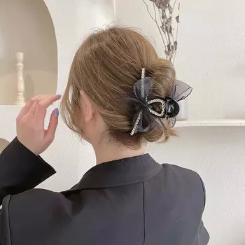 Женские темпераментные сетчатые пряжи бант-узел стразы аксессуары для волос заколка для волос зажим для волос шампанского