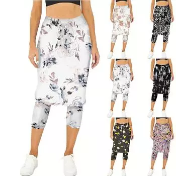 Женские теннисные юбки для гольфа Леггинсы с юбкой для тренировок Брюки для йоги с юбками Шорты с карманами M