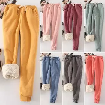 Женские теплые бархатные брюки, толстая эластичная талия, бархатные брюки, модные спортивные штаны S зелёный