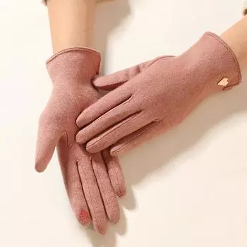 Женские теплые бархатные и утолщенные зимние велосипедные перчатки с сенсорным экраном чёрный