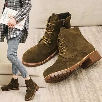 Женские теплые ботинки Осенние зимние ботинки Классические зимние ботинки на молнии Ботильоны зимние замшевые теплые меховые плюшевые женские туфли Ботильоны на каблуках 35 чёрный