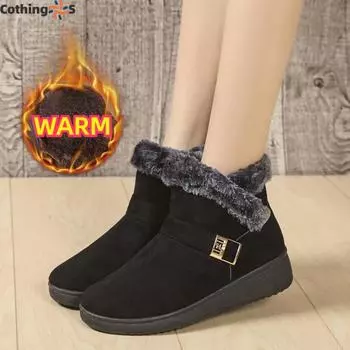 Женские теплые хлопковые сапоги большого размера для зимы 35 чёрный
