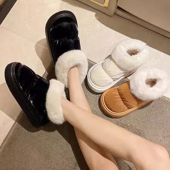 Женские теплые хлопковые тапочки 2023 года на толстой подошве и каблуке – модная обувь для дома и улицы 38-39 (runs small)