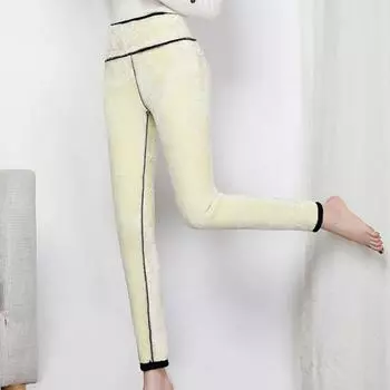 Женские теплые леггинсы с высокой талией, облегающие, с подъемом бедер, узкие брюки с бархатной подкладкой, утолщенные, для занятий йогой и спортом S чёрный