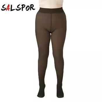 Женские теплые леггинсы с высокой талией, тонкие сексуальные поддельные зимние колготки, эластичные бархатные полупрозрачные женские леггинсы, зимние колготки One Size