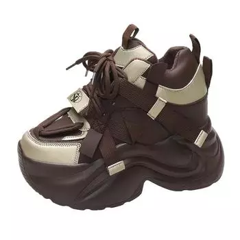 Женские теплые меховые толстые кроссовки на каблуке 10 см, зимние, толстые, подошва толстая, повседневные, плюшевые, вулканизированные туфли, высокие кожаные кроссовки для женщин 34 чёрный