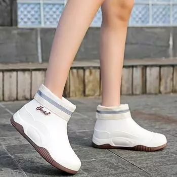 Женские теплые модные нескользящие резиновые сапоги 36